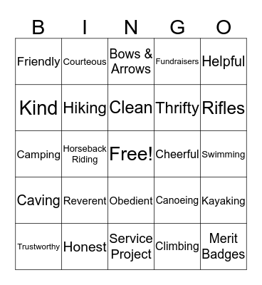 SCOUT BINGO Card