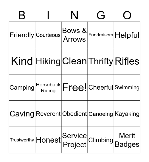 SCOUT BINGO Card