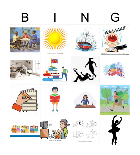 Tenses:"Going to..." Bingo (words and images) Bingo Card