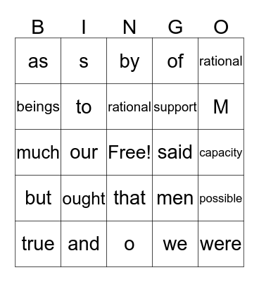 THE HUMAN NATURE Bingo Card