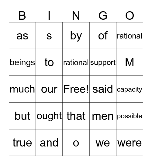 THE HUMAN NATURE Bingo Card