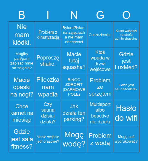 ZDROFIT BINGO Card