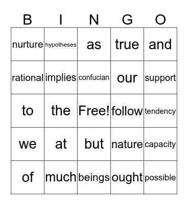 THE HUMAN NATURE Bingo Card