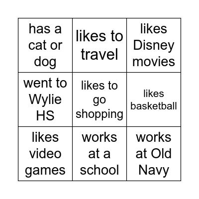 CONVERSATION BINGO Card