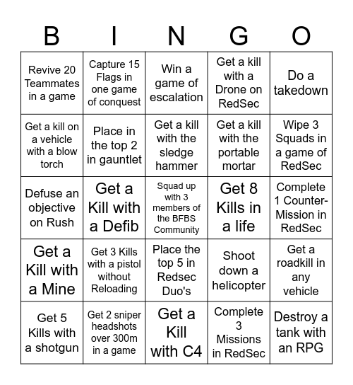 Battlefield Bingo Card