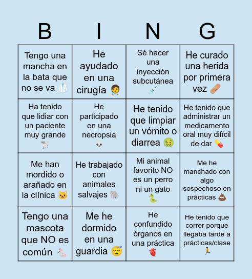 "Speed dating" IVSA Bingo Card