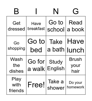 Routine Bingo Card