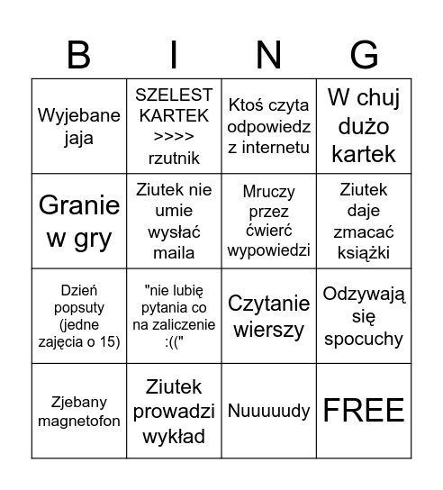 Biblijne bingo Card