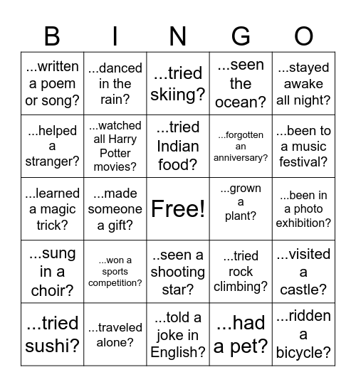 Untitled Bingo Card
