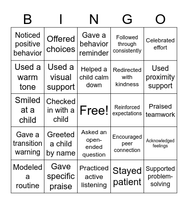 Connection Bingo Card