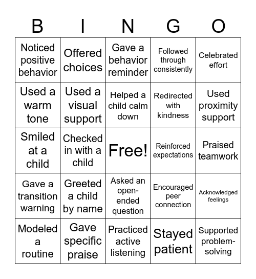 Connection Bingo Card