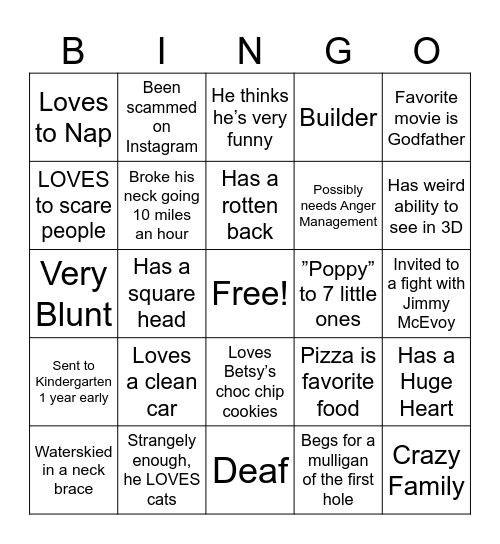 Happy 70th Birthday Jimmy Bingo Card