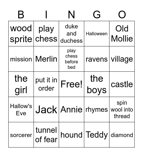 Haunted Castle on Hallow's Eve Bingo Card