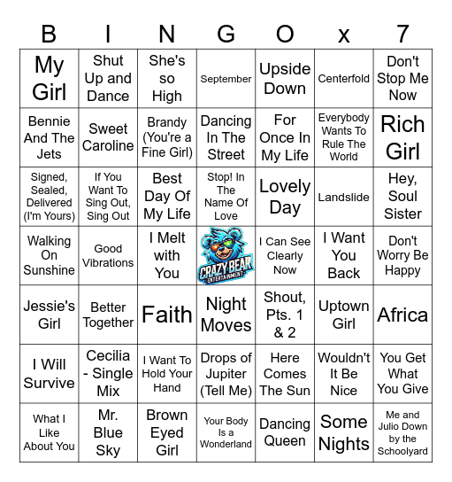 Starting Your Day 7 Times Bingo Card