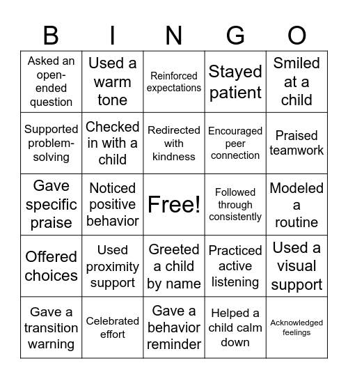 Connection Bingo Card