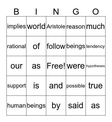 THE HUMAN NATURE Bingo Card