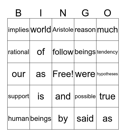 THE HUMAN NATURE Bingo Card