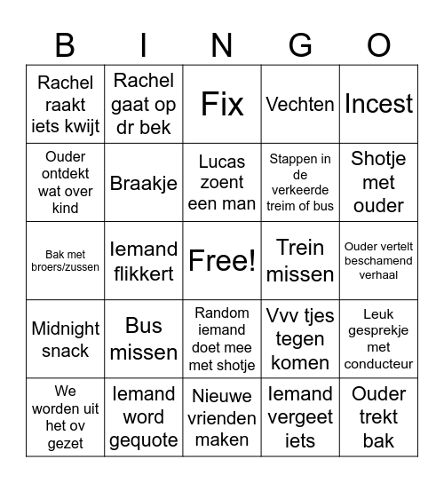 Bus Bingo Card