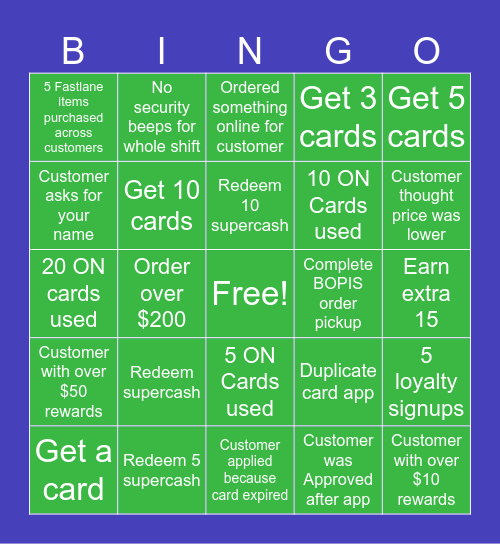 SUPER CASH BINGO Card