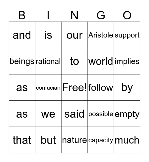 THE HUMAN NATURE Bingo Card