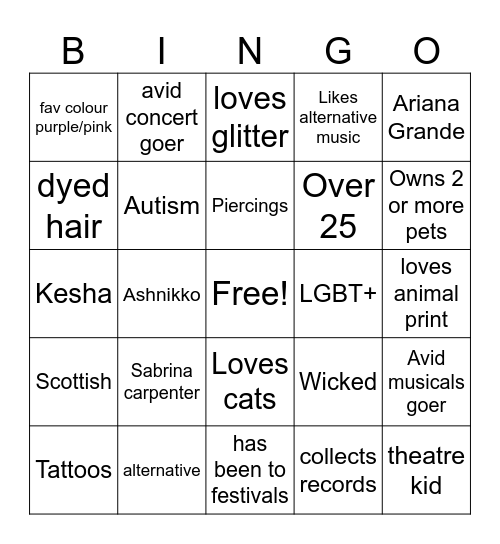 Pia’s bingo💕 Bingo Card