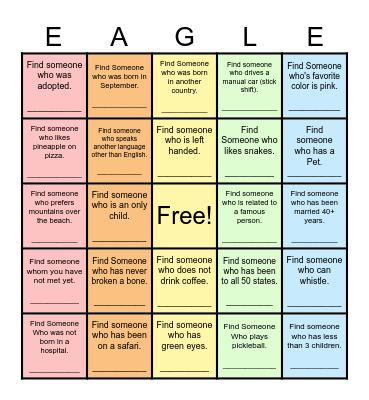 Find Someone Who... Bingo Card