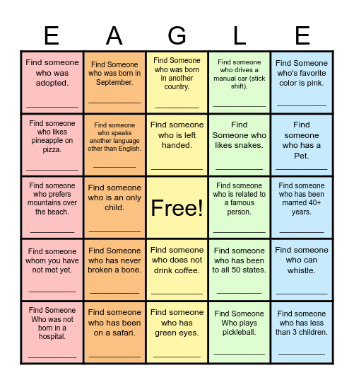 Find Someone Who... Bingo Card