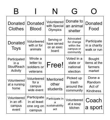Civic Engagement Bingo Card