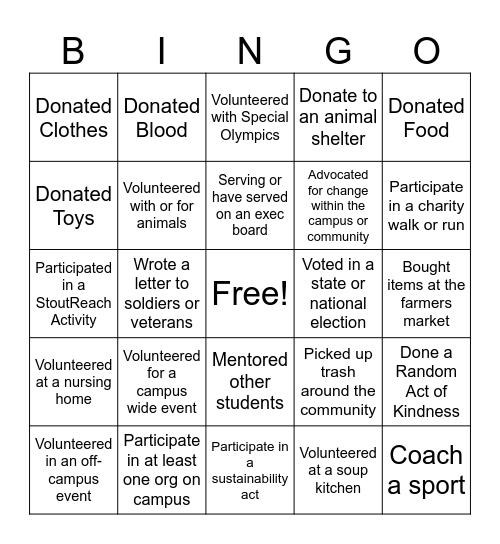 Civic Engagement Bingo Card
