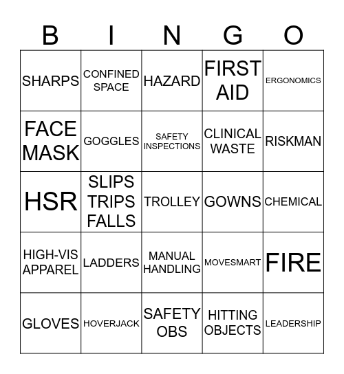 SAFETY  Bingo Card