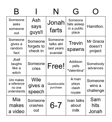 CRTC THES FEST Bingo Card