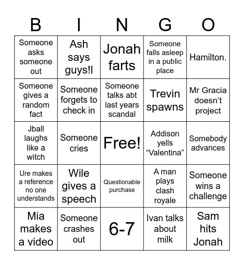 CRTC THES FEST Bingo Card