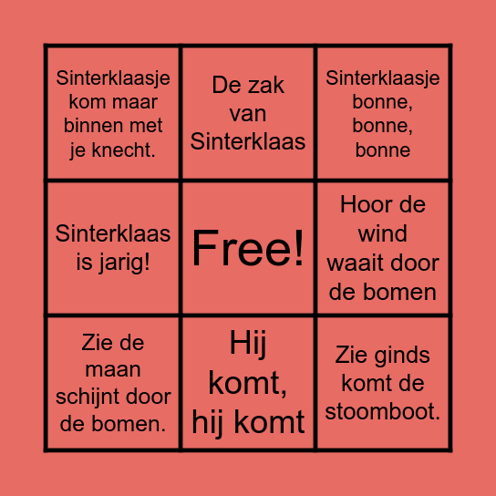 Sint Bingo Card