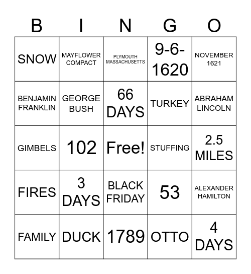 TRIVIA  2 Bingo Card