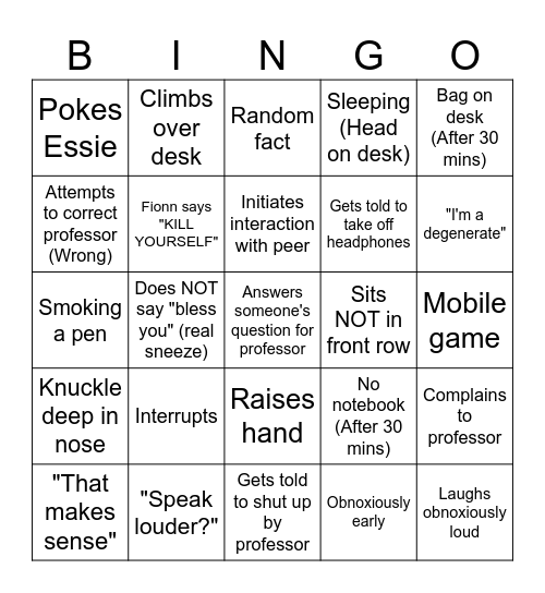 Emile Bingo 2 Bingo Card
