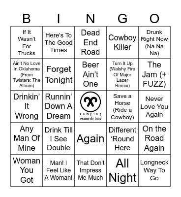Country Party Bingo Card