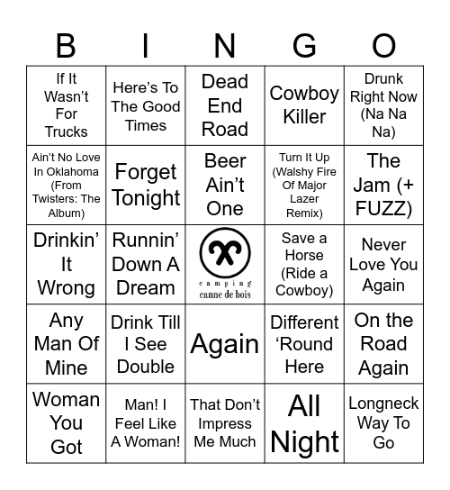 Country Party Bingo Card