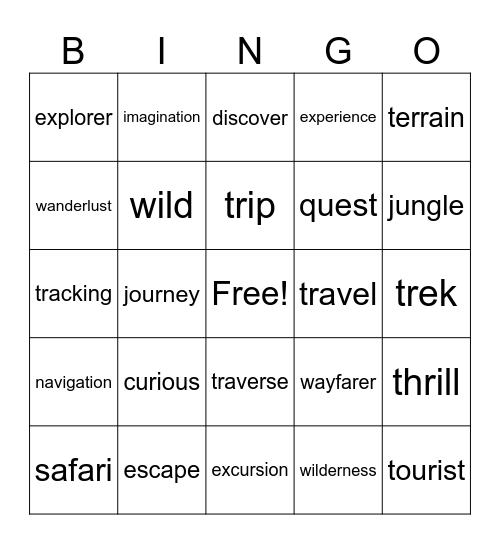 Safari Bingo Card