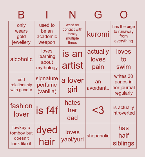 are you like marcy? Bingo Card