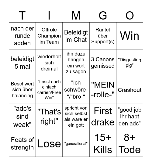 Tim Bingo Card