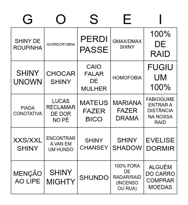 WILD AREA Bingo Card