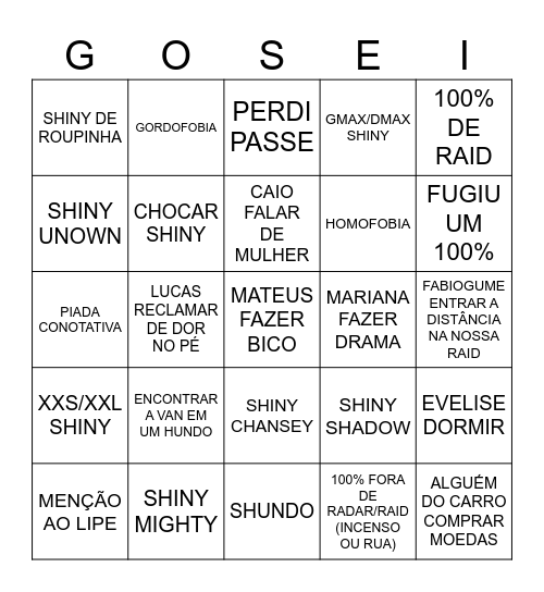 WILD AREA Bingo Card