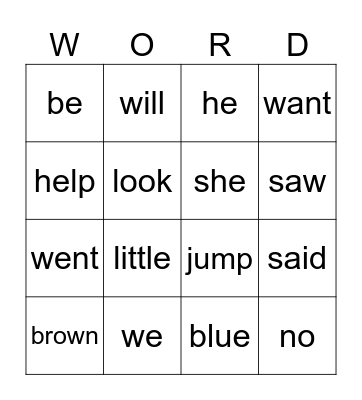 Heart Words come-with Bingo Card