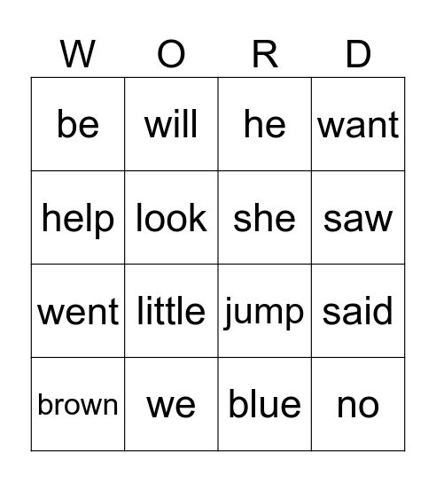 Heart Words come-with Bingo Card