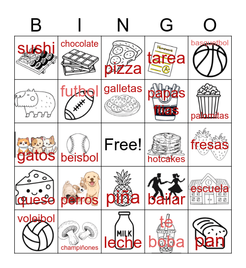 ME GUSTA, NO ME GUSTA Bingo Card