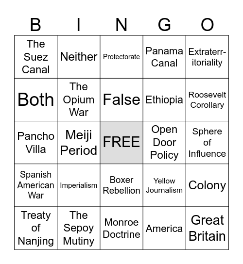 World History Unit 6 Review Bingo Card