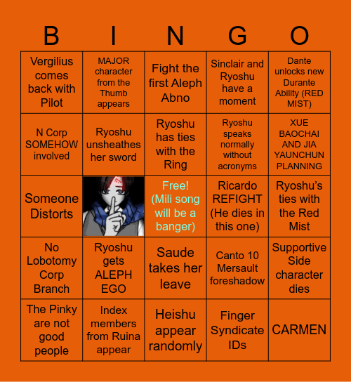Soda’s Canto 9 Bingo Card