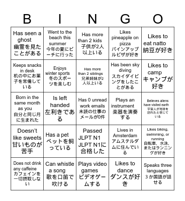 Find someone who... Bingo Card