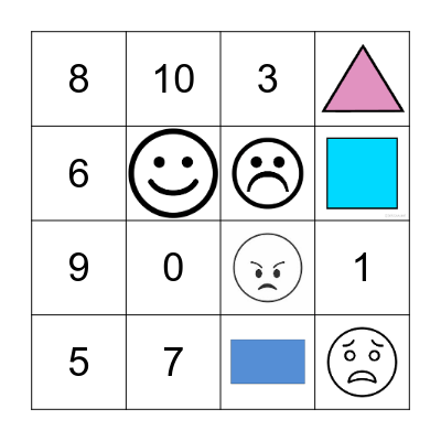 Numbers/Shapes/Emotions Bingo Card