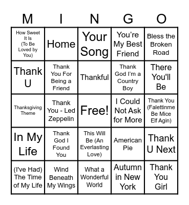 Grateful Grooves Bingo Card